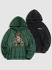 2 Pièces Sweat à Capuche Légère Epaulette Lettre Brodée BROOKLYN NEW YORK en Tissu Duveteux Taille unique Vert profond