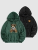 2 Pièces Sweat à Capuche Ours Brodé Fourré Taille unique Vert profond