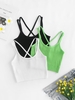 3 Pièces Camisole Courte Croisée Tricotée Côtelée Taille unique Multi a