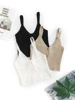 3 Pièces Cardigan Côtelé Boutonné Taille unique