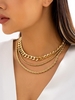 3 Pièces Collier Chaîne Multi-Couches Style Punk en Métal