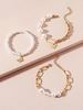 3 Pièces Ensemble de Bracelet Papillon Pendant avec Fausse Perle