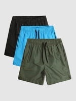 3 Pièces Ensemble de Short Zippé avec Poche Design en Couleur Unie L Multi a
