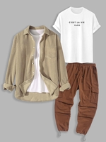 3 Pièces Ensemble de T-shirt Lettre C