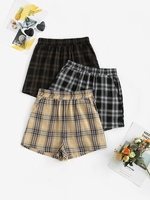 3 Pièces Mini Short à Carreaux avec Poches L Multi a