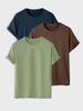 3 Pièces T-shirt de Base Simple à Manches Courtes en Coton à Col Rond S