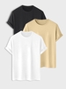 3 Pièces T-shirt de Base Simple à Manches Courtes en Coton à Col Rond Xl Multi a