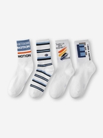 4 Paires de Chaussettes en Coton Motif Rayures et Inscription
