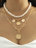 4 Pièces Colliers Chaîne Pendantes Cercle Fausse Perle