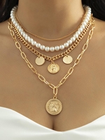 4 Pièces Colliers Chaîne Pendantes Cercle Fausse Perle