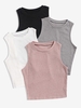 4 Pièces Débardeur Côtelé en Tricot en Couleur Unie S