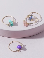 4 Pièces Ensemble de Bague Pierre Naturelle