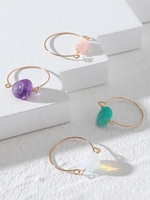 4 Pièces Ensemble de Bague Pierre Naturelle