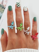 4 Pièces Ensemble de Bague Simple Serpent avec Strass