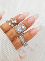 4 Pièces Ensemble de Bagues Embellies de Strass