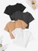 4 Pièces T-shirt de Base Court Simple Xs