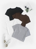 4 Pièces T-shirt de Base Court Simple Xs Café profond