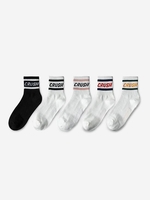 5 Paires Chaussettes Lettre Rayées en Coton