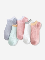 5 Paires Chaussettes Mi-Mollet Antidérapantes Torsadées en Blocs de Couleurs
