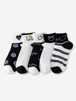 5 Paires de Chaussettes Vintages Visage en Forme de Cœur Rayés