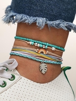 5 Pièces Chaîne de Cheville Perlé Arc-en-ciel Style Bohémien