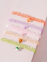5 Pièces Collier Ras-du-Cou à Bretelle Coloré avec Strass