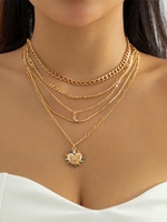 5 Pièces Collier Superposé Lune Œil et Cœur