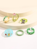 6 Pièces Ensemble de Bague en Couleur Bonbon Style Y2K