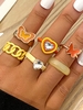 6 Pièces Ensemble de Bague en Forme de Papillon Cœur Embelli de Strass