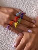 7 Pièces Ensemble de Bague de Vacances Extensible Perlé Coloré