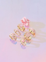 7 Pièces Ensemble de Bagues à Imprimé Fleur Papillon Cœur