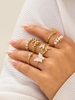 7 Pièces Ensemble de Bagues Papillon Perle Artificielle avec Strass