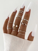 9 Pièces Ensemble de Bague de Doigt Style Minimaliste