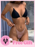 Achetez 1 Obtenez 1 Ensemble de Bikini Gratuit - Maillot de Bain Bikini à Imprimé Girafe L Noir