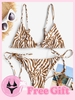 Achetez-en 1 Obtenez 1 Ensemble de Bikini Gratuit - Maillot de Bain Bikini Brassière Zèbre à Corde S Café
