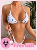 Achetez-en 1 Obtenez-en 1 Ensemble de Bikini Gratuit - Maillot de Bain Bikini Plissé à Imprimé Fleuri S Blanc