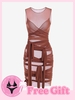 Achetez-en 1 Obtenez-en 1 Ensemble de Bikini Gratuit - Robe Bandage en Maille Transparente S Café