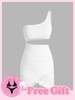 Achetez-en 1 Obtenez-en 1 Ensemble de Bikini Gratuit - Robe Moulante à Volants Froncés à Une Epaule L Blanc