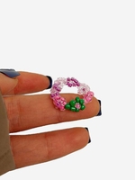 Bague Elastique Motif de Fleur Colorée Perlée