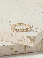 Bague en Forme de Fleur Colorée Plaquée Or 18K