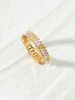 Bague en Or 18 Carats Plaquée de Zircons Colorés Incrustés de Cuivre et de Diamants