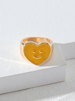 Bague Lustrée Visage en Forme de Cœur