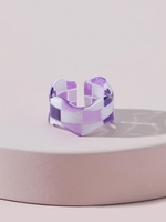 Bague Ouverte Motif à Carreaux en Résine