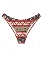 Bas de Bikini à Imprimé Aztèque Ethnique S Café