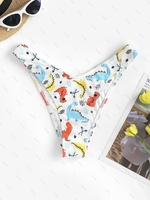 Bas de Bikini à Imprimé Dinosaure S Blanc