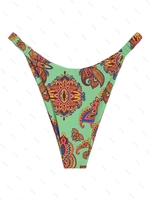 Bas de Bikini à Imprimé Fleuri Elastique à Côté M Vert clair