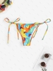 Bas de Bikini à Imprimé Papillon en Blocs de Couleurs Ajustable M