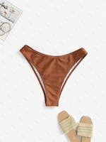 Bas de Bikini Brillant à Jambe Haute S Café