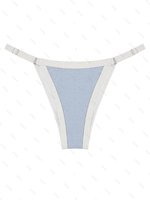 Bas de Bikini Contrasté avec Passepoil M Bleu clair