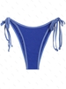 Bas de Bikini Contrasté Noué Côtelé M Bleu